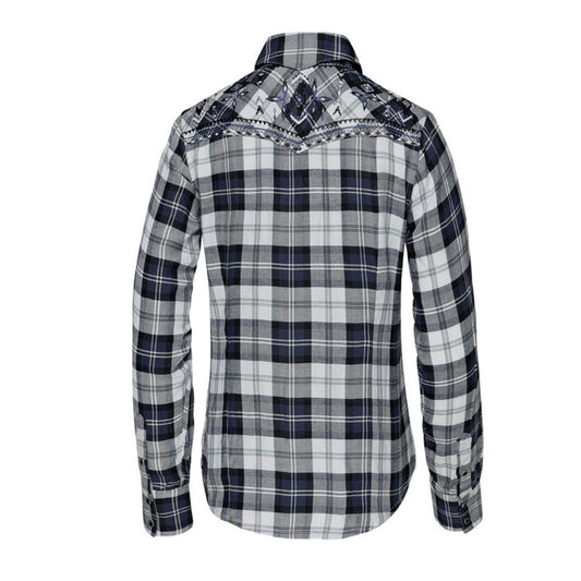 Damenbluse, Westernbluse - Pasadena Blue - mit Stickerei