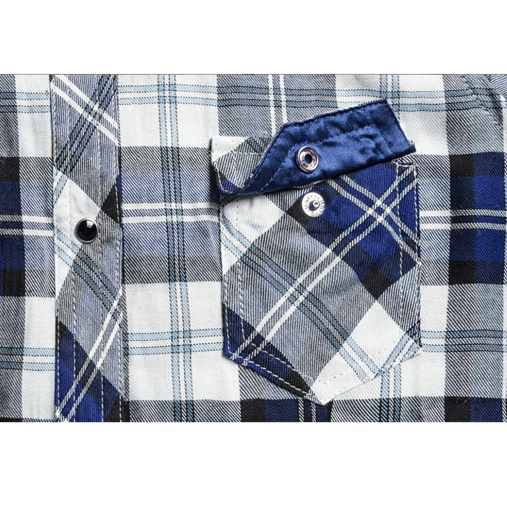 Kurzarmbluse, Westernbluse - Pasadena Blue - mit Stickerei