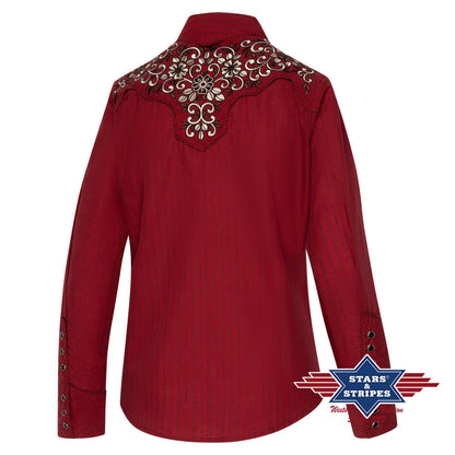 Rote Westernbluse -Catherine- mit aufwendiger Stickerei