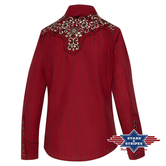 Rote Westernbluse -Catherine- mit aufwendiger Stickerei