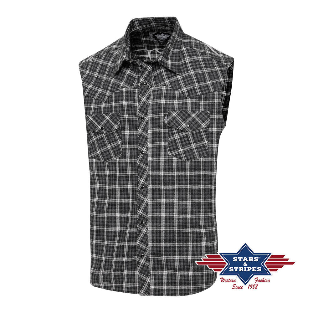 Armloses Westernhemd mit Stickerei am Rücken