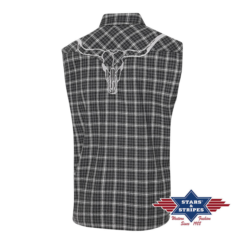 Armloses Westernhemd mit Stickerei am Rücken