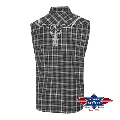 Armloses Westernhemd mit Stickerei am Rücken