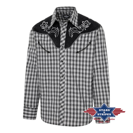 Kariertes Westernhemd mit aufwendig bestickter Westernpasse