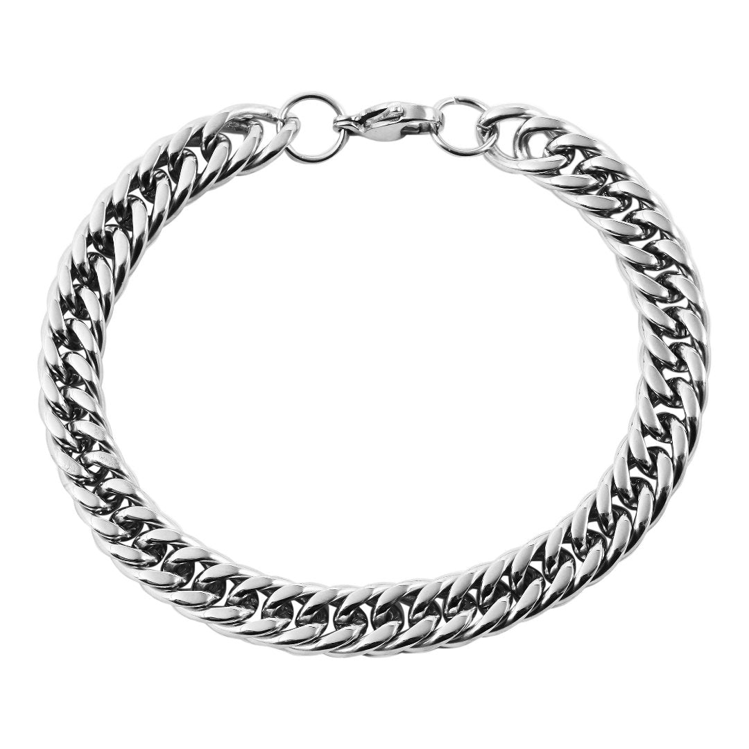 Akzent Panzerketten-Armband aus Edelstahl, silberfarbig - 22cm