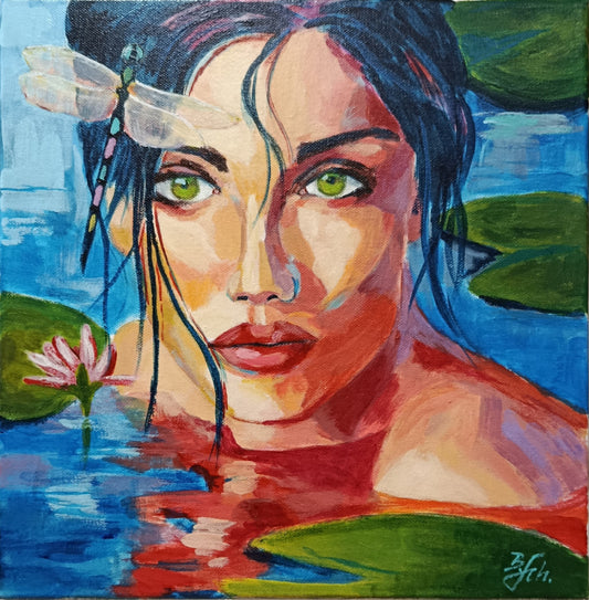 Acrylgemälde "Frau im See"