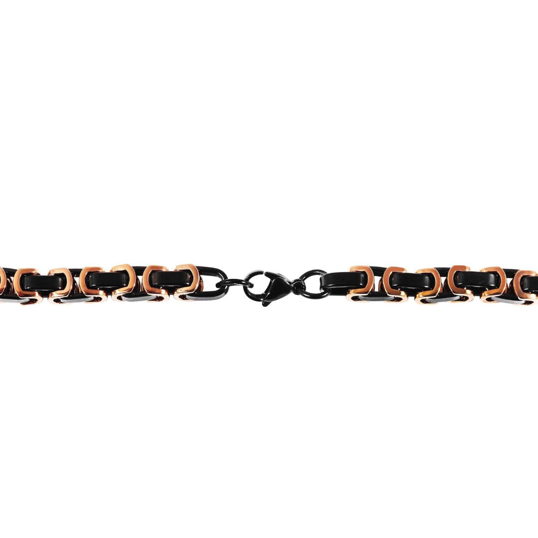 Akzent Königskette, Edelstahl, roségoldfarben/schwarz, Stärke 7,5mm