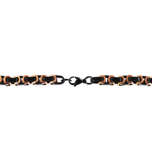 Akzent Königskette, Edelstahl, roségoldfarben/schwarz, Stärke 7,5mm