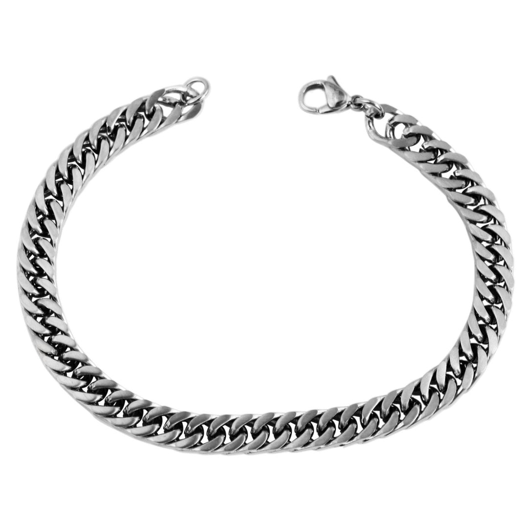 Akzent Panzerarmband aus Edelstahl, silberfarben 21cm