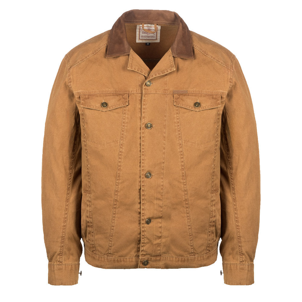 Leichte Canvas Jacke, Übergangsjacke, ungefüttert mit Lederkragen