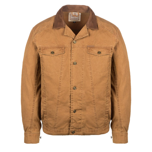 Leichte Canvas Jacke, Übergangsjacke, ungefüttert mit Lederkragen