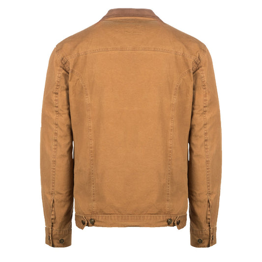 Leichte Canvas Jacke, Übergangsjacke, ungefüttert mit Lederkragen