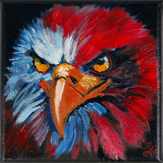 Krafttier / Seelentier Adler - 10x10 cm, original Ölgemälde