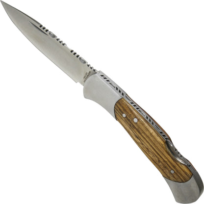 Haller Taschenmesser Zebraholz 7,5 cm – Kompakter EDC Folder mit verziertem Klingenrücken & Backlock