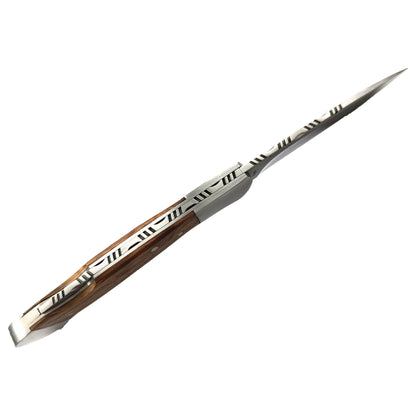 Haller Taschenmesser Zebraholz 7,5 cm – Kompakter EDC Folder mit verziertem Klingenrücken & Backlock