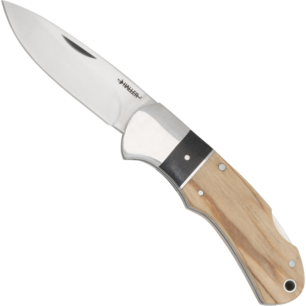 Haller Taschenmesser Olivenholz / Micarta 7 cm – Leichtes EDC Klappmesser mit Backlock