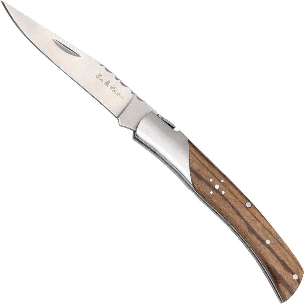 Bon Couteau Taschenmesser Zebraholz – Schlankes Laguiole-Style EDC mit verziertem Klingenrücken