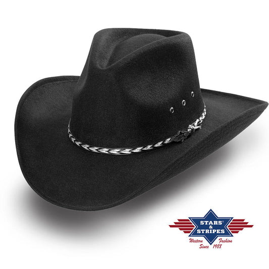 Schwarzer Fauxfelthut, Westernhut, Cowboyhut -Kansas-