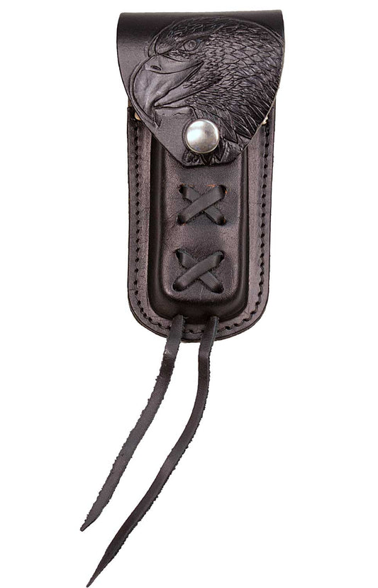 Messertasche, Messergürteltasche, Messeretui schwarz mit Adlerkopf