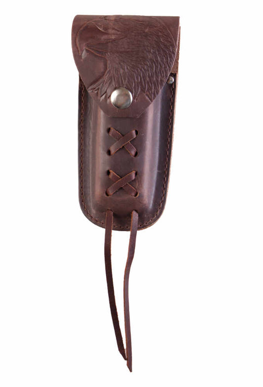 Messertasche, Messergürteltasche, Messeretui braun mit Adlerkopf