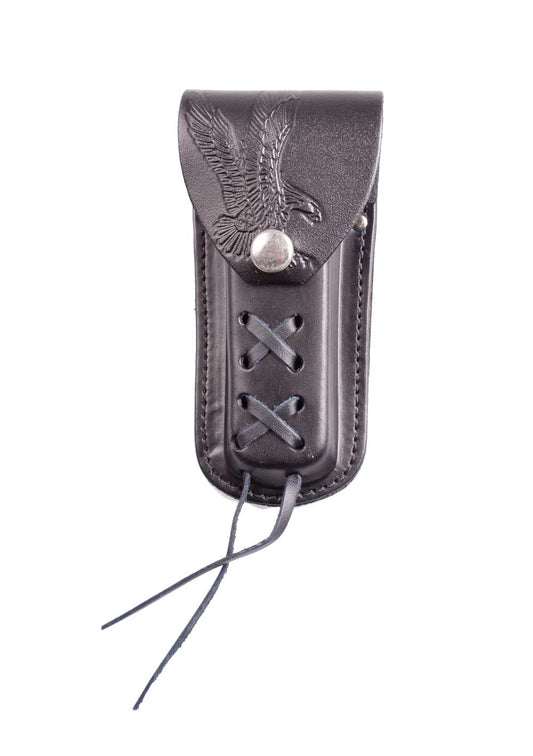 Messertasche, Messergürteltasche, Messeretui mit Flechtung und Adler