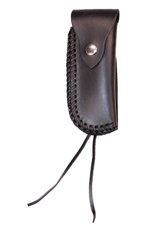 Messertasche, Messeretui, Messergürteltasche schwarz mit Flechtung, Heftlänge 13cm schwarz