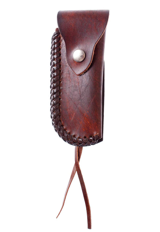 Messertasche, Messeretui, Messergürteltasche braun mit Flechtung, Heftlänge 13cm braun