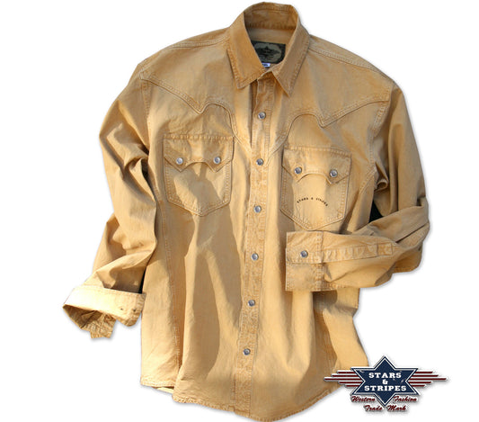 Herrenhemd, Westernhemd -Maverick- Stars&Stripes Größe S beige