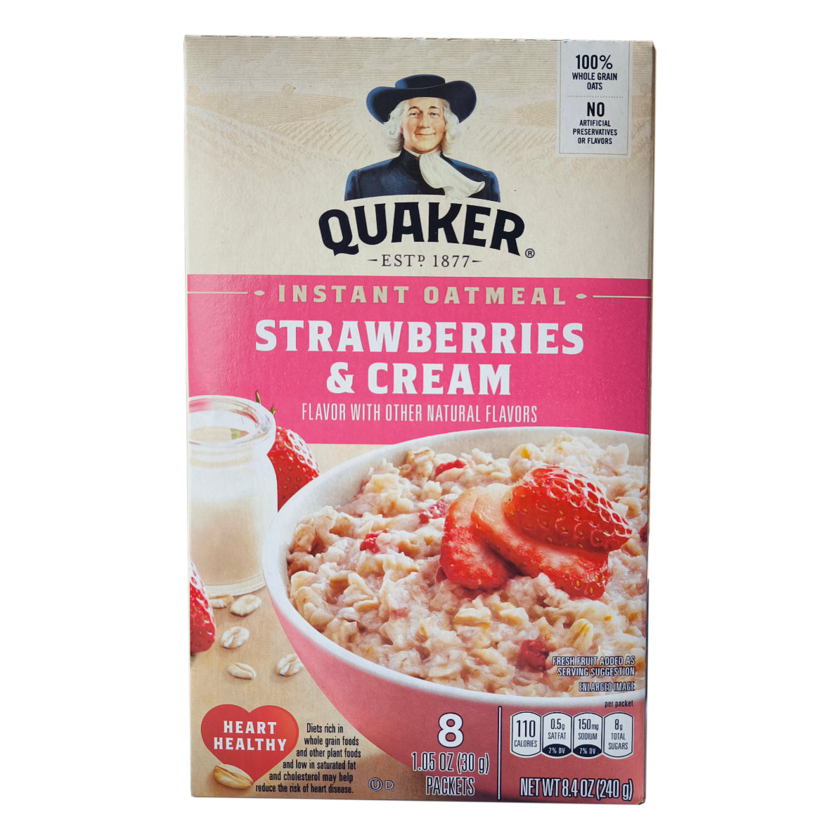 Quaker Instant Oatmeal Strawberries & Cream (240g / 8 Packets)