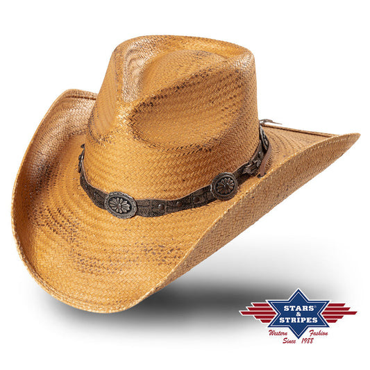 Strohhut mit Used Look und Lederhutband - Westernstyle