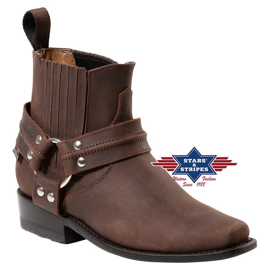 Herren Westernstiefel, Westernstiefelette, Cowboystiefel, Bikerboot, braun