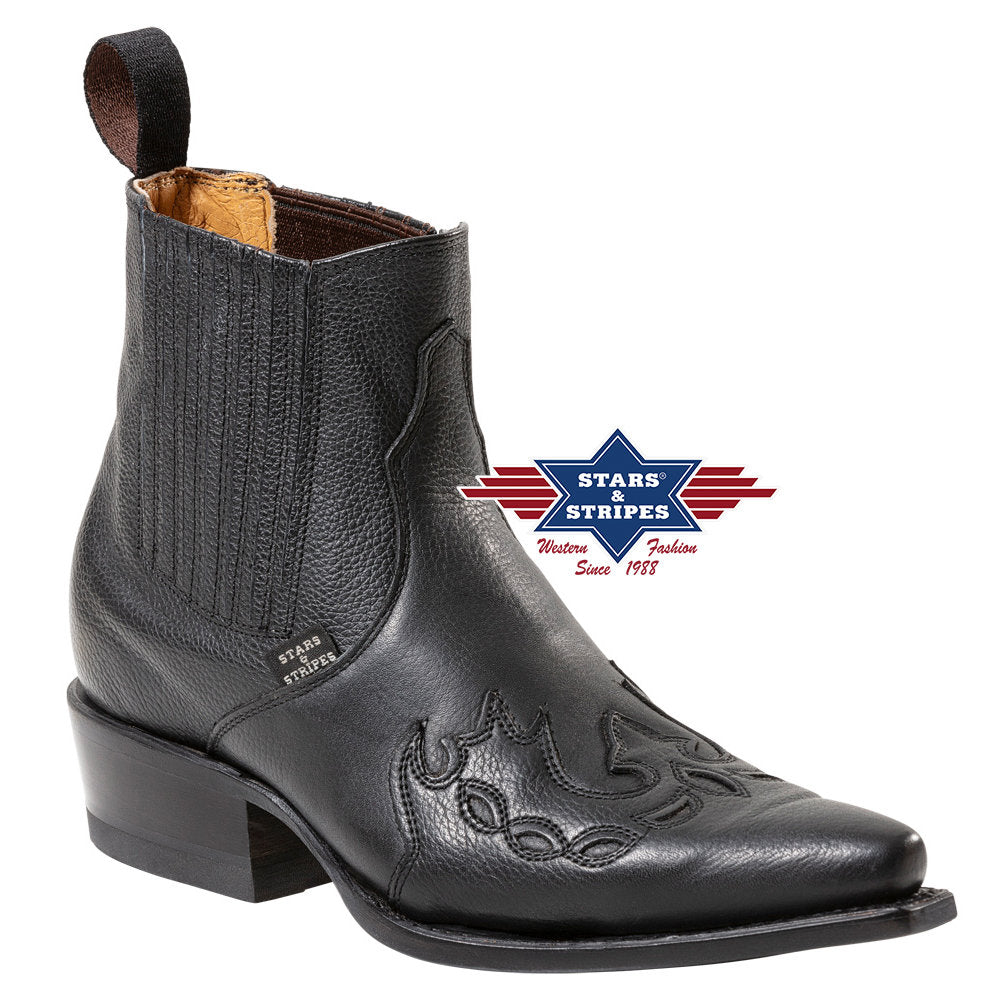 Schöner schwarzer Herren Westernstiefel, Cowboystiefel, Westernstiefelette