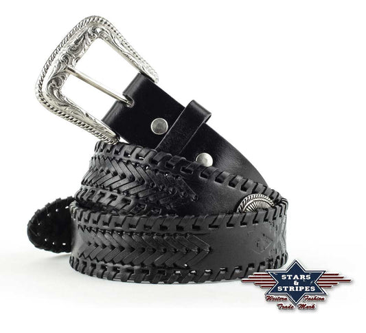 Damen/Herren Western Ledergürtel Flechtung/Conchos 100% Leder - Produktvideo :-)