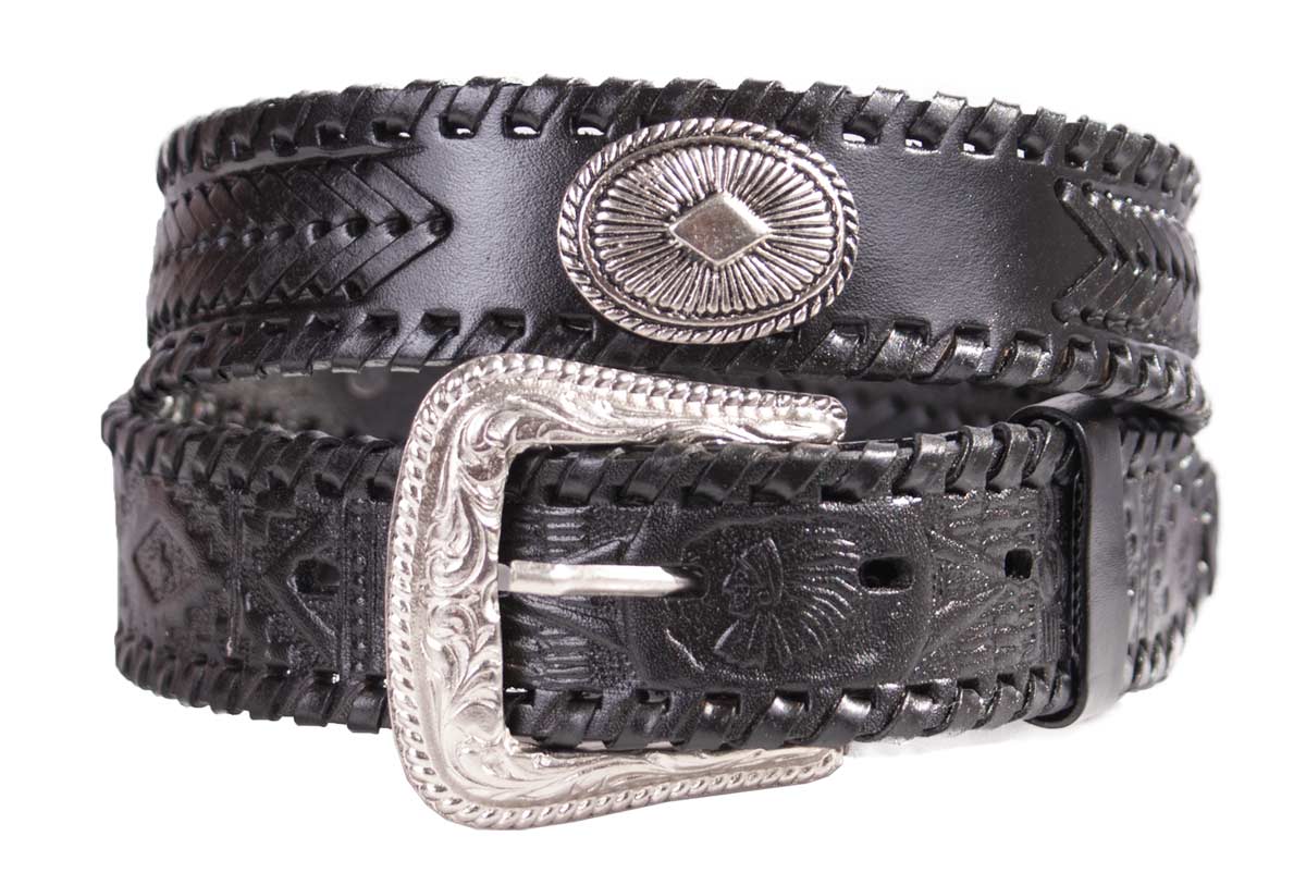 Damen/Herren Western Ledergürtel Flechtung/Conchos 100% Leder - Produktvideo :-)