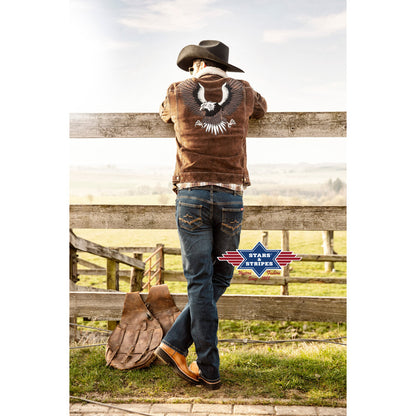 Gemütliche Wildleder Westernjacke Model -Decker- braun
