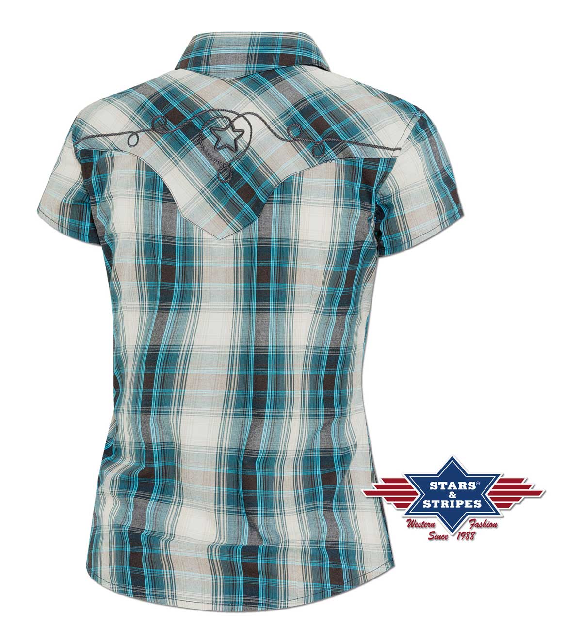 Karierte Kurzarmbluse Westernbluse Damenbluse Josie