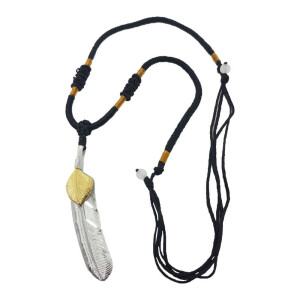 Halskette mit Anhänger Feder 2 farbig