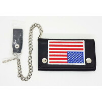 Biker,Trucker Wallet, Geldbörse "USA-Flag", Rindsleder schwarz 16x9 cm