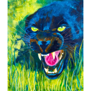 Leinwandbild, Gemälde "Black Panther" -...