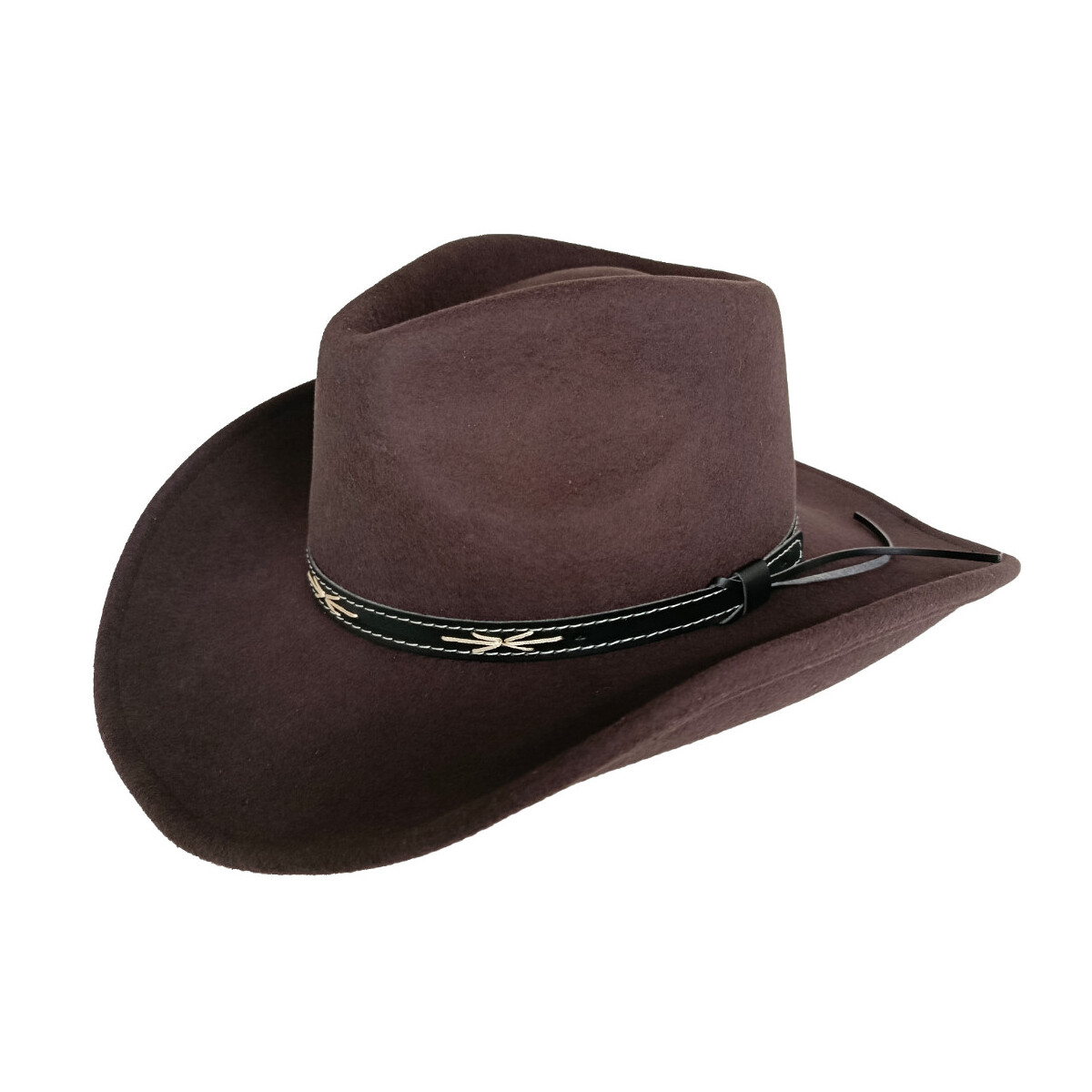 Filzhut, Westernhut mit Lederhutband, braun