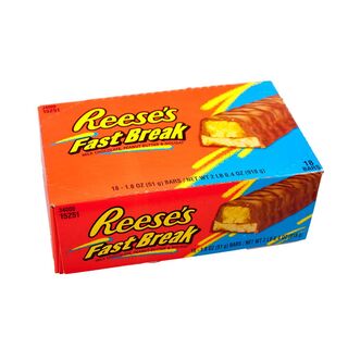 18x Reeses Fast Break, Schokoriegel Erdnussbutterriegel Nougat Caramel USA