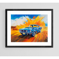 Kunstdruck vom Original Acrylbild -Mustang blau- 30x40cm