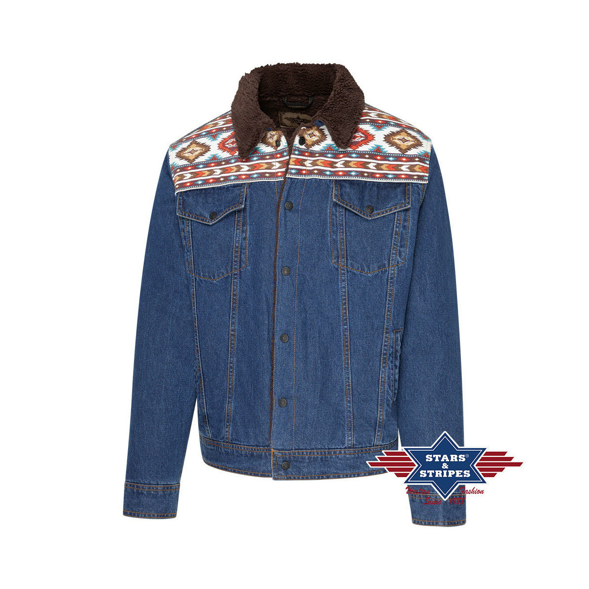 Western-Jeansjacke mit Schulterbesatz