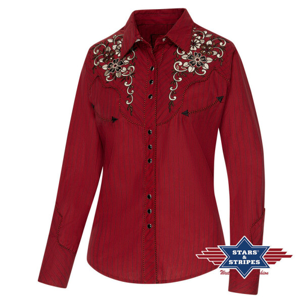 Rote Westernbluse -Catherine- mit aufwendiger Stickerei