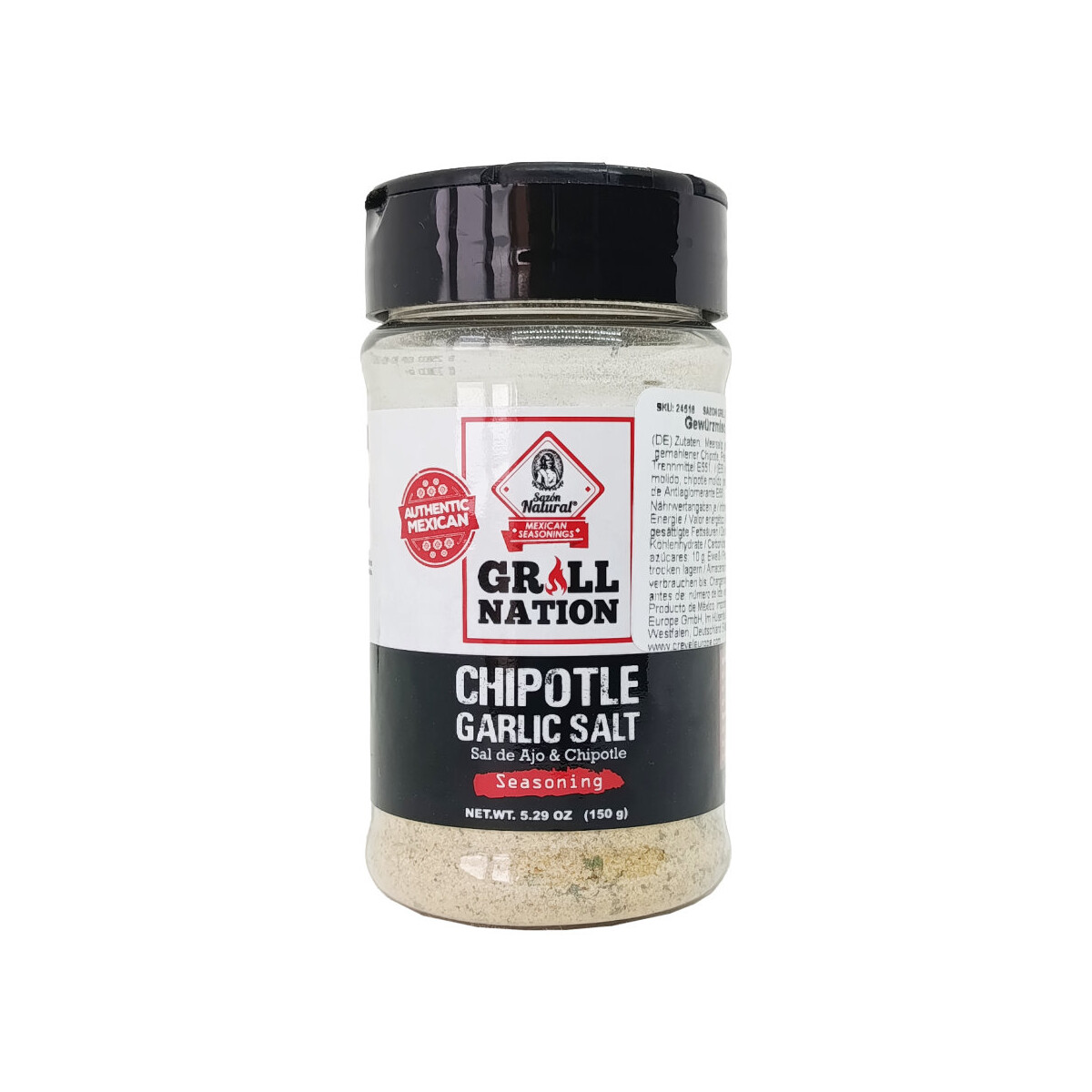 Chipotle Garlic Salt -  Sazon Natural Grill Nation - 150g