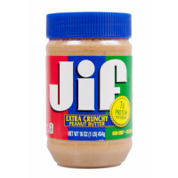 Jif Extra Crunchy Peanut Butter, Erdnussbutter USA, 454g