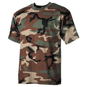 US T-Shirt, halbarm, woodland Camouflage, 160g/m²