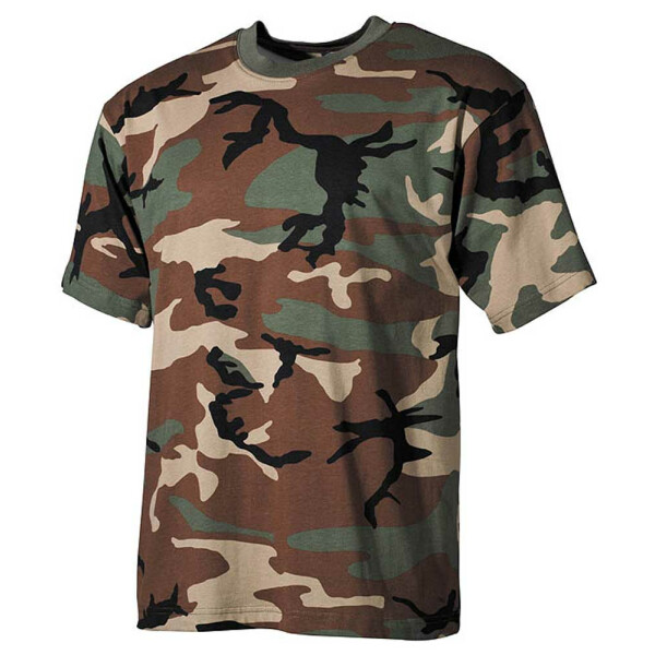 US T-Shirt, halbarm, woodland Camouflage, 160g/m² S