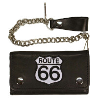 Geldbörse, Biker, Trucker Wallet mit Route 66 Applikation,  Rindsleder schwarz