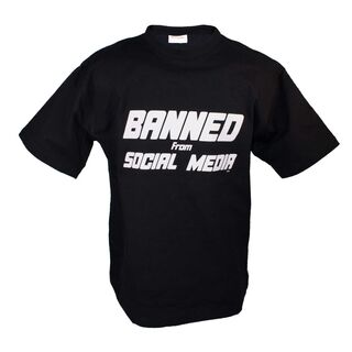 T-Shirt &quot;Banned From Social Media&quot;, schwarz